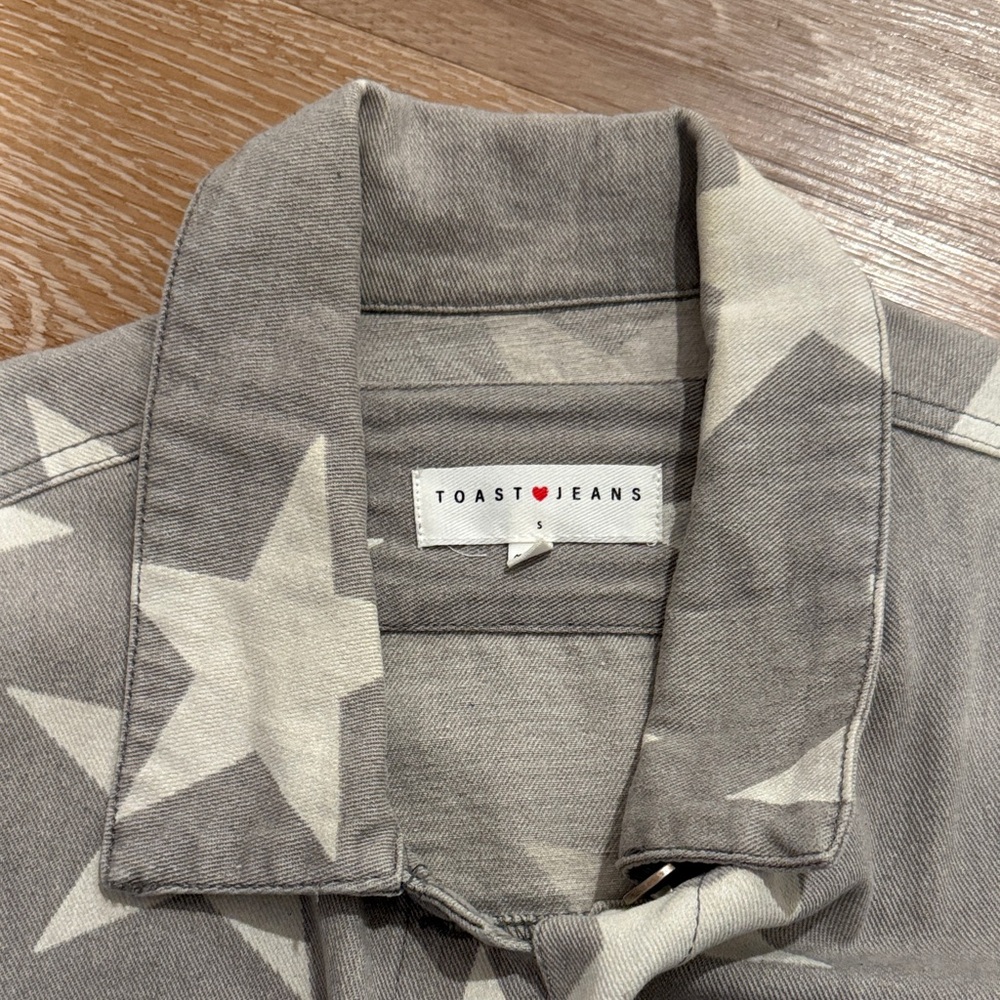 Gray Star-Patterned Jean Jacket - image 2